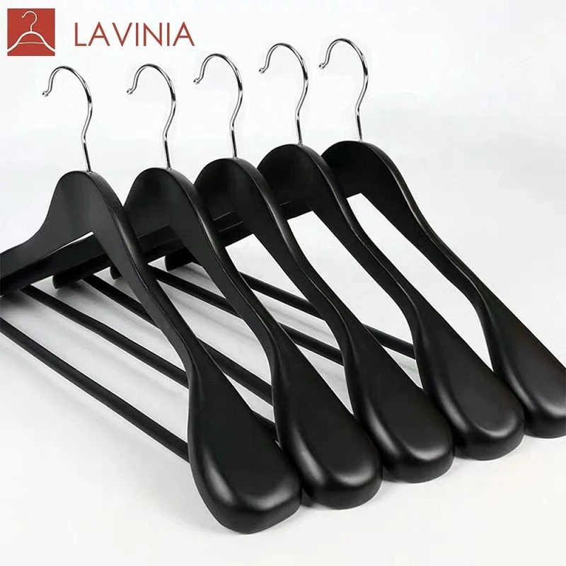 factory black wooden hangers(001)