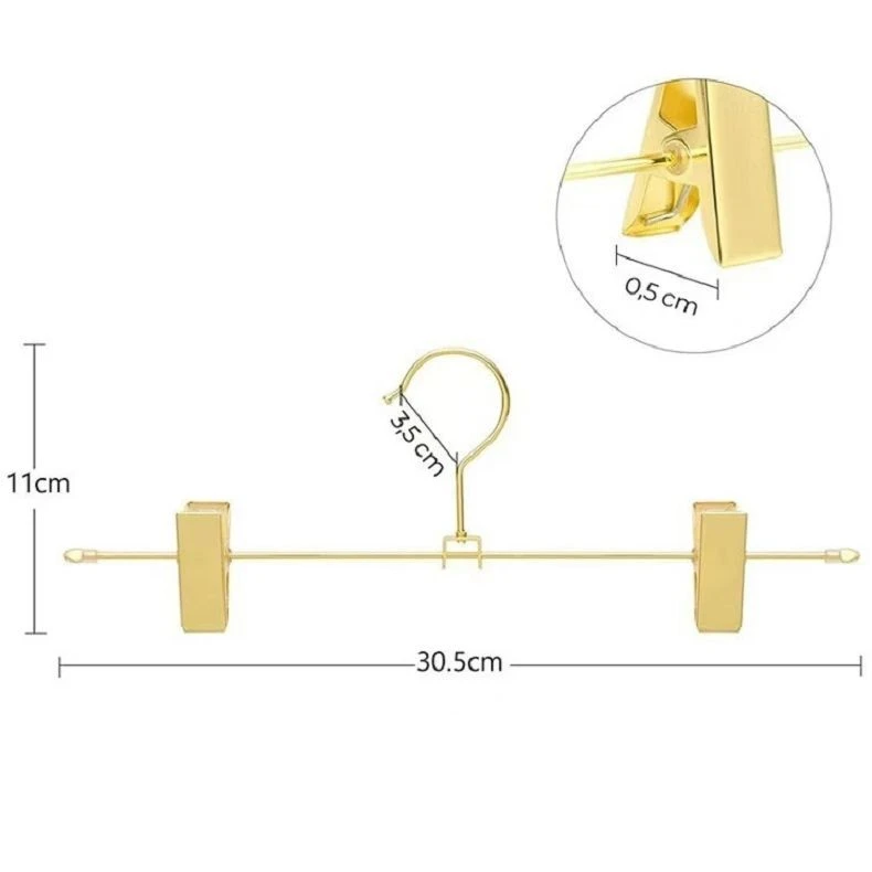 gold skirt hangers metal pants hangers with clips(001)